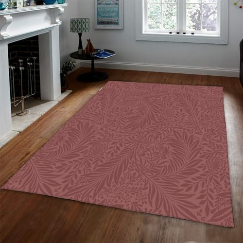 LANDERSION William Morris Stil Bereich Teppich Berühmte Gemälde Serie Dorf Pflaume Rot Bodenmatte Retro Ästhetik Teppich für Schlafzimmer Wohnzimmer Dekor 160x230cm