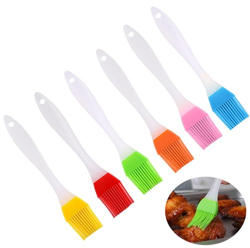 Silicone Pastry Brushes, Premium Silicone Pastry Brushes Set of 6 - Versatile Basting & Egg Wash Brush for Cooking, BBQ, Baking - Heat Resistant, Easy Clean