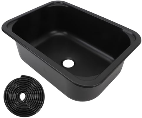15 X 11 X 5,7 Zoll Schwarzes Drop-In-Barwaschbecken, 12 L Fassungsvermögen, Edelstahl-Wohnmobil-Barwaschbecken mit 40-mm-Ablaufloch, Eingebettete Installation, für Wohnmobile,