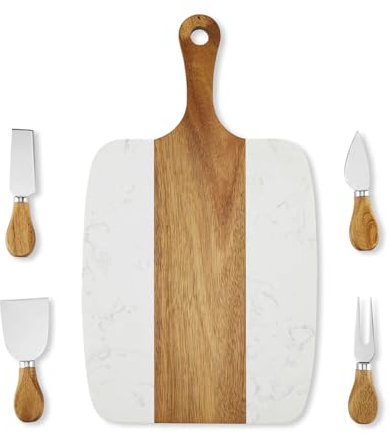 makerflo Holz-Marmor-Servierbrett für die Küche, langlebiges Holz, mit Mineralöl beschichtet, rechteckig, ideal für Personalisierung (Lasergravur, Epoxid, UV-DTF, Vinyl)