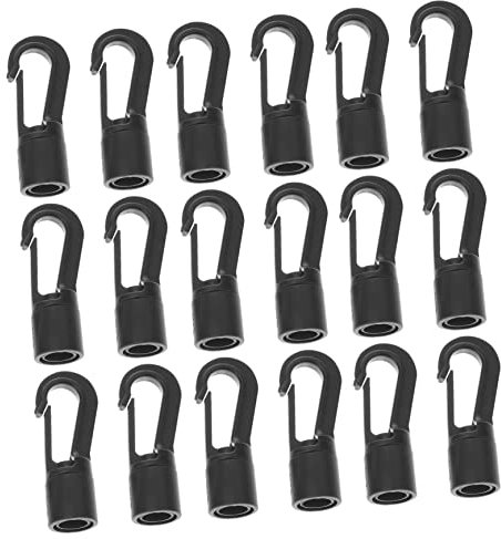 FUNOMOCYA Ganci in Plastica Per Corde Elastiche 25 Pezzi Set Ganci Neri Per Cordini Elastici Per Fissaggio Merci Tende e Attrezzature Outdoor