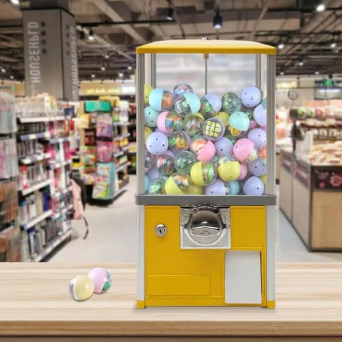 WANGYYDS Dispensador Comercial De Dulces, Dispensador De Nueces, Máquina Expendedora De Chicles Y Frutos Secos, Dispensador De Dulces con Operador De Monedas De Centavos Y Caja,Yellow