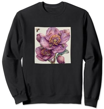 Graphique Fleur d'hellébore avec des abeilles autour Sweatshirt