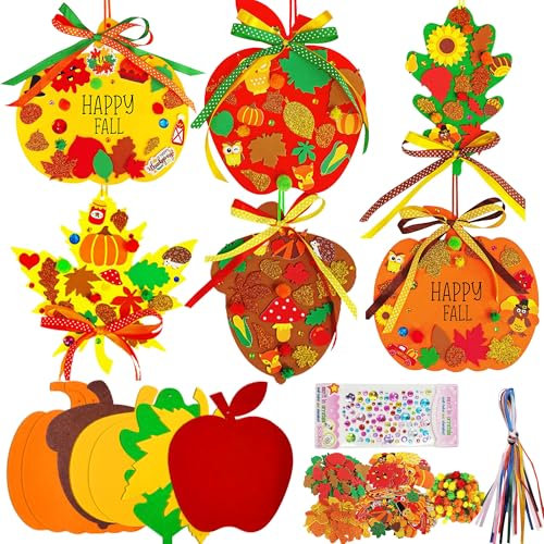 SUPJADE Herbst Bastelset Deko für Kinder 8Stück Herbst Deko Filz Lgel Bastelset Herbst Halloween Basteln Herbstdeko DIY Lgel für Kinder Kreativ Kranz DIY Basteln Kunsthandwerk für Thanksgiving Deko