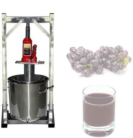 YOKIKIYO Pressa per UVA Manuale, Frantoio per Frutta Commerciale in Acciaio Inossidabile Rimovibile da 12 L/22 L/36 L, 100-150 kg/h Attrezzatura per La Spremitura del Vino per Succhi D'uva, Miele