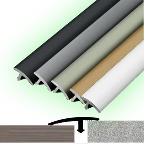 QSPNVFB T Profil Bodenübergangsstreifen, Schwellen Höhenausgleich 1-6mm, Aluminium Bodenlücken Abdeckleiste, Übergangsschiene Laminat Trennstreifen(Grey)