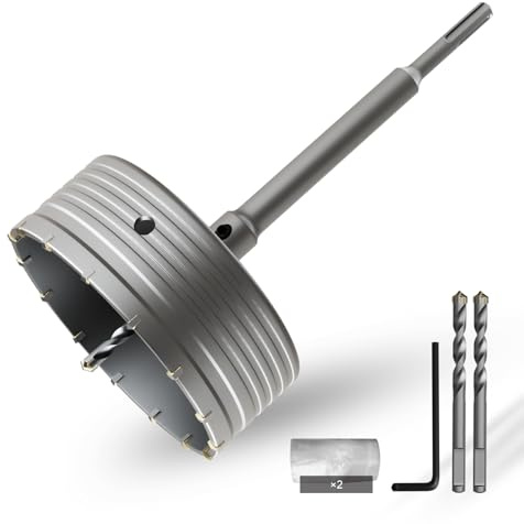 CSOOM Scie cloche béton 5-29/32 (150mm) avec tige SDS Plus de 220mm et tige de connexion, scie cloche en carbure pour ciment et béton, mur de briques et pierre