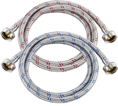 Yejesiy 4 Ft Washing Machine Hoses, 2 Packs Universal Straight Head Washer hoses, Integrally Molded Sealed, Burst-proof & Leak-proof, Fit for Front Load & Top Load Fully Automatic Washer