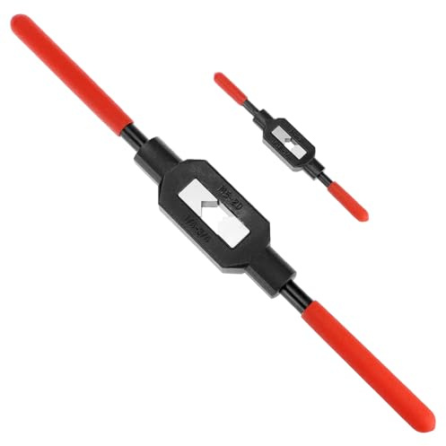 QWORK Adjustable Tap Wrench Handle Set, 2 Pack Ratcheting Tap Handle Tap Reamer Handle Tool for Tap Sizes 1/4-3/4, 1/16-1/4