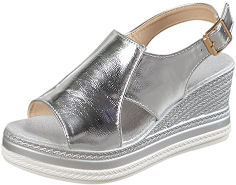 Sandales Femme avec Plateforme à Cône Été Sandales Esparto Confortables avec Boucle Orthopédique Bout Ouvert Mode Chaussures Alpargatas Talon Antidérapant Décontractées Flexibles pour Fête Mariage