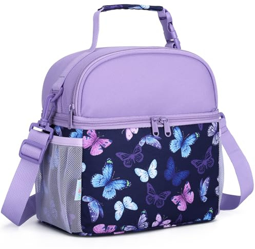VASCHY Bolsa Térmica Infantil 2 Compartimentos 11.6L para Niña y Niño | Lancheira Termica Infantil Cuenta Con Aislamiento Interior,Isotérmica 3-4h,Asa Superior Con Broche,Correa Extraíble Ajustable