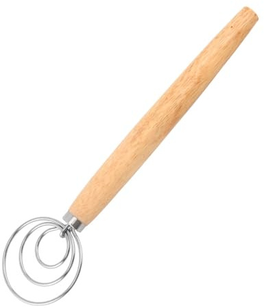 13 Inch Danish Dough Whisk, Bread Whisk with Wooden Handle, Hand Whisks Manual for Kitchen, Restaurant, Dessert Shop