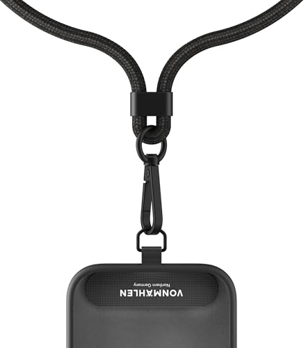 VONMÄHLEN Infinity Go - Universelle Handykette - kompatibel, flexibel und sicher, verstellbare Länge bis zu 150 cm - Handyband zum Umhängen - Black