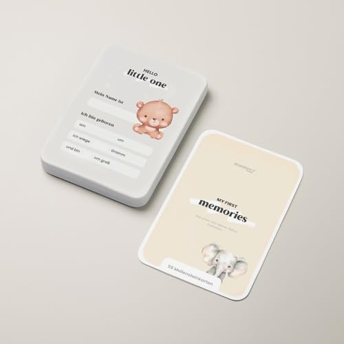 Memories2Make® Meilensteinkarten „My First Memories“ | 55 Karten fürs erste Jahr | 10×15 cm extra groß | Beidseitig beschreibbar | Geschenk zur Geburt & Babyparty