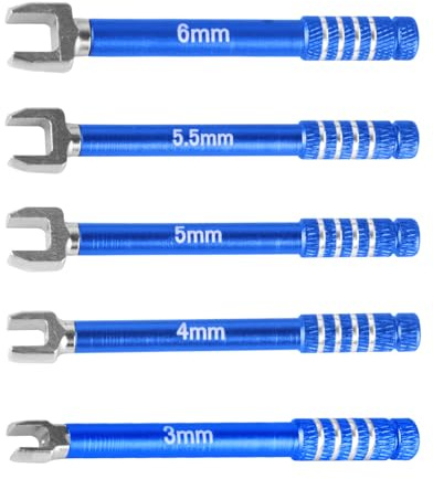 RCarmubWow RC 3MM 4MM 5MM 5.5MM 6MM Turnbuckle Wrench Upgrades for RC Car,Medium Carbon Steel Turnbuckle Nut Ball Joint Remover RC Repair Tool,5pcs,Navy Blue
