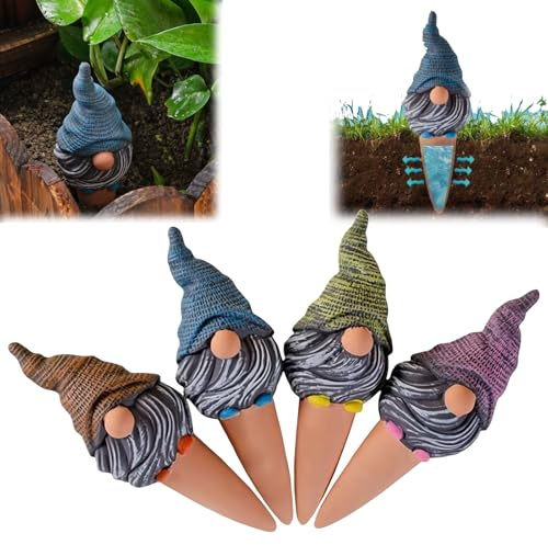 Lot de 4 dispositifs d'arrosage automatique pour plantes, nains de jardin en terre cuite pour les vacances, pots d'intérieur et d'extérieur, irrigation à libération lente pendant 2 à 3 jours