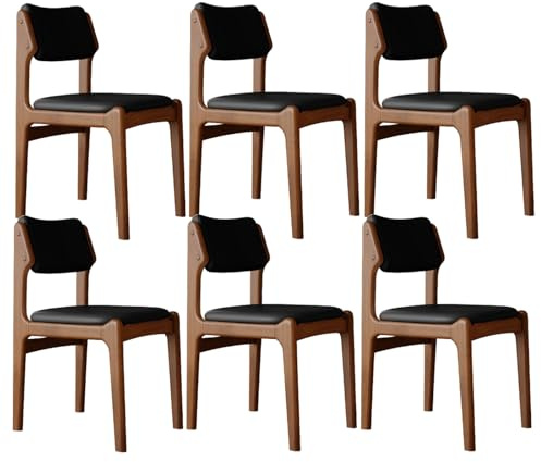 Lot de 2/4/6 chaises de salle à manger en noyer, pieds en bois d'hévéa durable, coussins en cuir résistant aux rayures, idéal pour la cuisine, la salle à manger, le salon, le bureau et le bureau