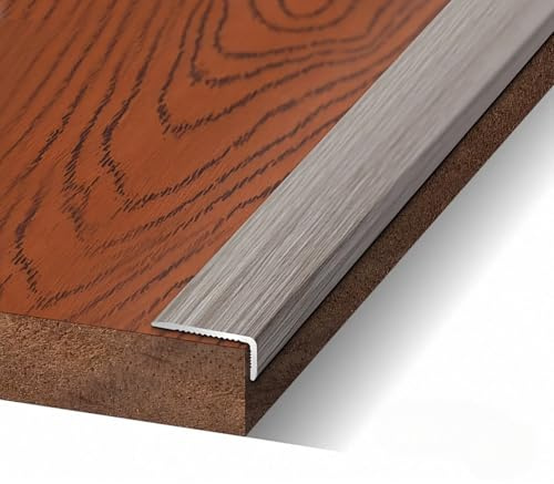 90 cm Profilo per Bordi Scale Autoadesivo, Profilo Angolare Alluminio, Profili Angolari per Muro Davanzali Piastrelle Pavimenti Bordi dei Mobili(Striped Gray,W20mm*8mm)