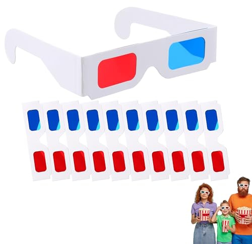 10 pares de gafas 3D, gafas de anaglifo con lentes rojas y azules, gafas 3D para televisión, ideales para películas 3D, entretenimiento en casa, enseñanza escolar y exposiciones de ciencia
