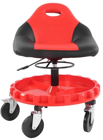 Aumotop Taburete Mecánico Ajustable, Taburete de Taller Rodante de 300 Libras con Ruedas para Hierro Garaje