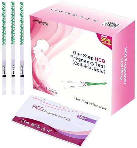 One Step HCG Pregnancy Test Strips, 50 Count Bulk Home Pregnancy Tests, Over 99% Accurate Early Detection Kits, Individually Wrapped High Sensitivity,TTC & Fertility Tracking (50 Tests/Box)