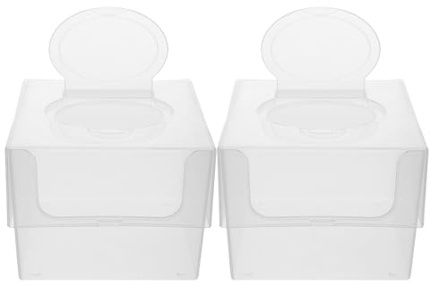 Genérico Estuche Transparente para Guardar Toallitas Húmedas Infantiles, 2 Unidades, Caja Extraíble para Pañuelos Faciales Reutilizables en Baño o Cocina