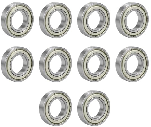 Rowglow 10 stycken 6902zz 6902z kullager 15 x 28 x 7 mm, djupspårkullager 6902-2z 6902 Zz dubbelt metallskydd krom stål för maskiner och verktyg (6902zz 10 st)