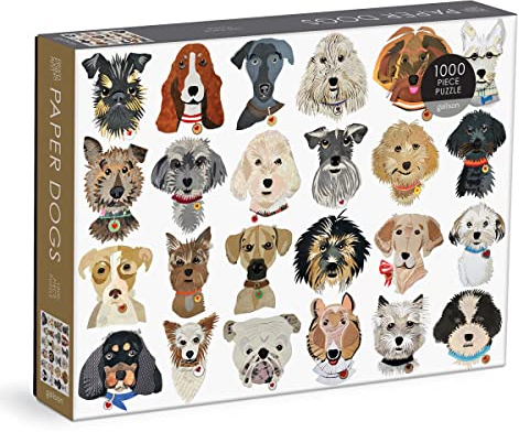 Galison 9780735371941 Paper Dogs Jigsaw Puzzle, Multicoloured, 1000 Pieces