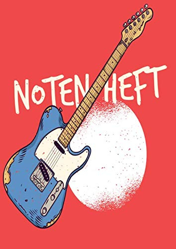 NOTENHEFT: DIN A4 für Anfänger und Fortgeschrittene / Blanko NotenBlock / Leere Notenzeilen / Notensystem / für die Schule / Komponist / Design : E Gitarre Vintage Retro