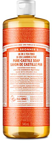 Dr. Bronner's Magic Soaps Pure-Castile Soap, 18-in-1 Hemp Tea Tree, 32-Ounce Bottle