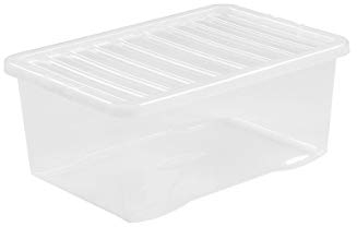 FINE STAR 5 x 45 Litre Storage Boxes with Lids Set of 5, Clear Multipurpose Nestable Stackable Plastic Storage Box With Lid 45L Clear Containers For Home, Kitchen, Garage, Office, Accessories