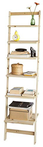 SoBuy FRG161-N Leiterregal Badregal Bücherregal mit sechs Böden Spießtannenholz BHT ca.: 41x165x30cm