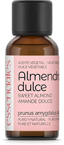 Essenciales - Aceite Vegetal de Almendras Dulces BIO, 100% Puro y Certificado ECOLÓGICO, 30 ml | Aceite Vegetal Prunus Amygdalus Dulcis, 1ª Presión Frío