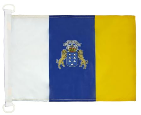AZ FLAG Pavillon Canaries 45x30 cm Maille Bloquée Anneaux Plastique | Usage extérieur et nautique Pavillon nautique de Canarias résistant aux intempéries avec coutures doubles et bords renforcés