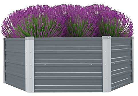 vidaXL Hochbeet 129 x 129 x 45 cm Verzinkter Stahl Grau