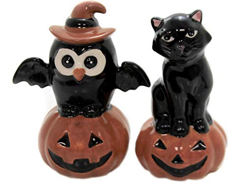 Cosmos Gifts - Salero y pimentero, diseño de búho, color negro