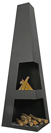 Ben&Camilla Gartenkamin Sanga in Schwarzem Stahl 122 x 37 x 37 cm | extra robust | Feuerschale Feuerkorb Terrassenofen Gartenofen Feuerstelle Feuersäule Feuerskulptur