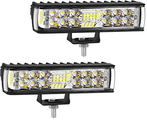 HAWEE 36W LED Faro da Lavoro Fendinebbia Combo Fascio Luce di Inondazione Tre-Side Irradiazione per Fuoristrada Motociclo 4x4 SUV ATV Camion Trattore, 2 Pezzi