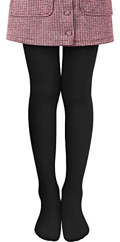 L&K-II Flickor balettstrumpbyxor dansstrumpbyxor med fot 80 DEN ogenomskinliga mikrofiber storlek 86–152 färgad 27251, svart, 122/128 cm