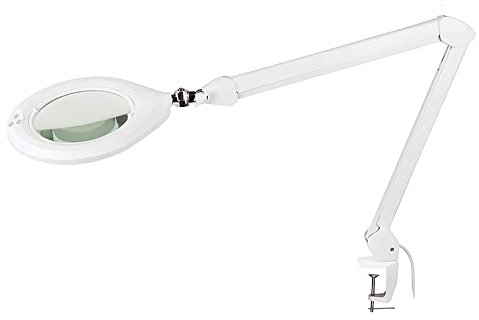 Multirex Lampe loupe LED avec Pince Ø180 mm 3 dioptries, 72 LED 6500 K 1160 LM, Bras articulés 2x400 mm, Bride 10–65 mm pour Couture Bijouterie modélisme électronique Soudure Lecture