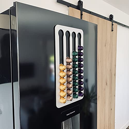 PODY® • Support, Rangement pour capsules, dosettes de Café • Aimanté • Compatible Nespresso Classique • Aluminium composite argenté