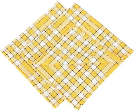 Lot de Serviettes de Table Carreaux Vichy Normand Jaune Nelly