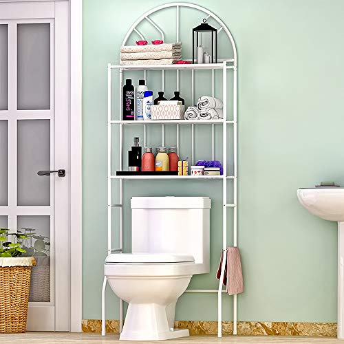Supfine Waschmaschinenregal mit 3 Ablagen Toilettenregal, Regal für Waschmaschine in Weiß für Badezimmer, Toilette und Waschmaschine, Gesamthöhe 178cm