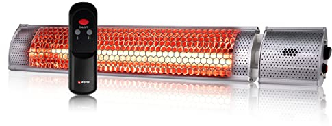 alpina Chauffage Extérieur Terrasse 2000W – Radiateur Électrique Infrarouge avec Télécommande – Montage Plafond ou Mural – Ø47,5 x 25 cm Noir