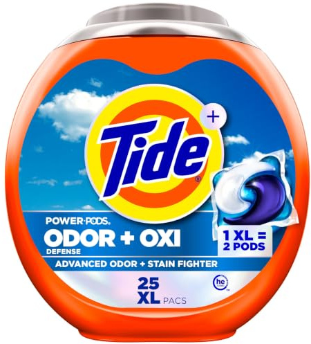 Tidvatten Ultra OXI Power PODS med lukteliminatorer tvättmedel, 25 stycken, för synlig och osynlig smuts