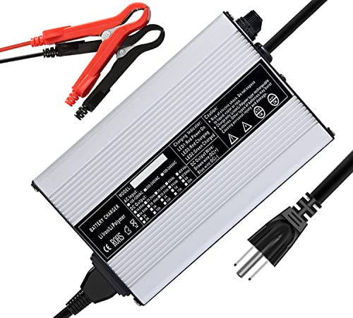 LiFePO4 - Caricabatterie intelligente per batteria al litio da 48 V/58,4 V, 8 A, 110 V, 120 V, 500 W, per caricabatterie al litio ferro fosfato 16S 48 V, con morsetti, ventola di raffreddamento o