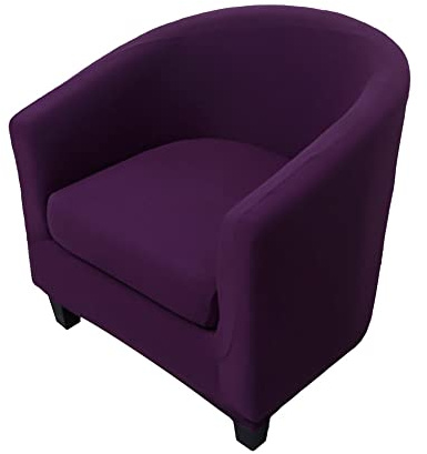 Highdi 2 Pezzi Copripoltrona 1 Posto Chesterfield Elasticizzato, Poltrona Club da Cocktail Antiscivolo Rimovibile Tub Chair Copripoltrona per Camera da Letto Bar (Tinta Unita - Viola Scuro)