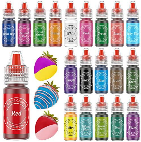 Oil Based Food Coloring for Chocolate, 20 Colors Food Coloring Set for Cake Decorating - Nomeca Food Grade Edible Food Dye for Baking,Candy Melts Cookies Fondant - .25 Fl. Oz Bottles