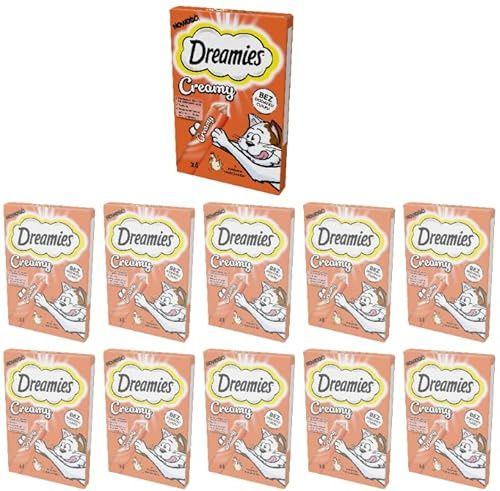 Dreamies Katzenleckerlis Creamy Snacks mit Huhn – köstlich cremiger Geschmack – 44 Portionsbeutel (11 x 4 x 10g)