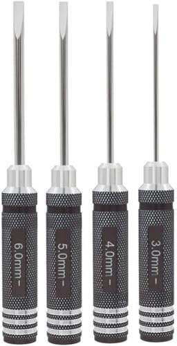4 tournevis plat, kit d'outils RC pour voiture, bateau, drone, hélicoptère multi-axes drone de bateau de voiture RC(3.0 mm, 4.0 mm, 5.0 mm, 6.0 mm)
